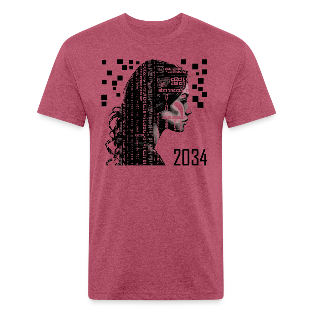 "2034 QR Girl" Fitted Cotton/Poly T-Shirt - heather burgundy