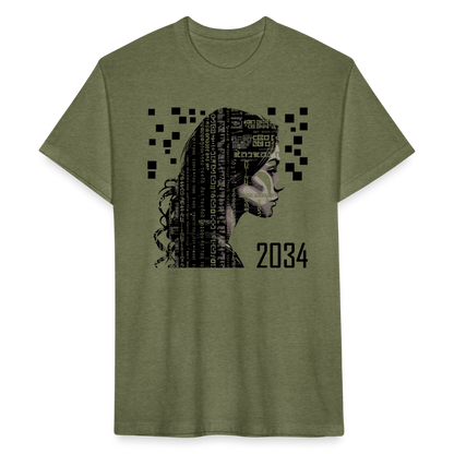 "2034 QR Girl" Fitted Cotton/Poly T-Shirt - heather military green