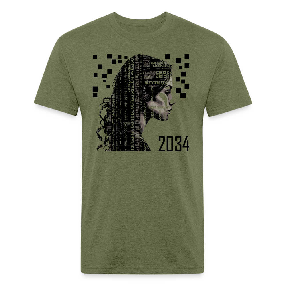 "2034 QR Girl" Fitted Cotton/Poly T-Shirt - heather military green