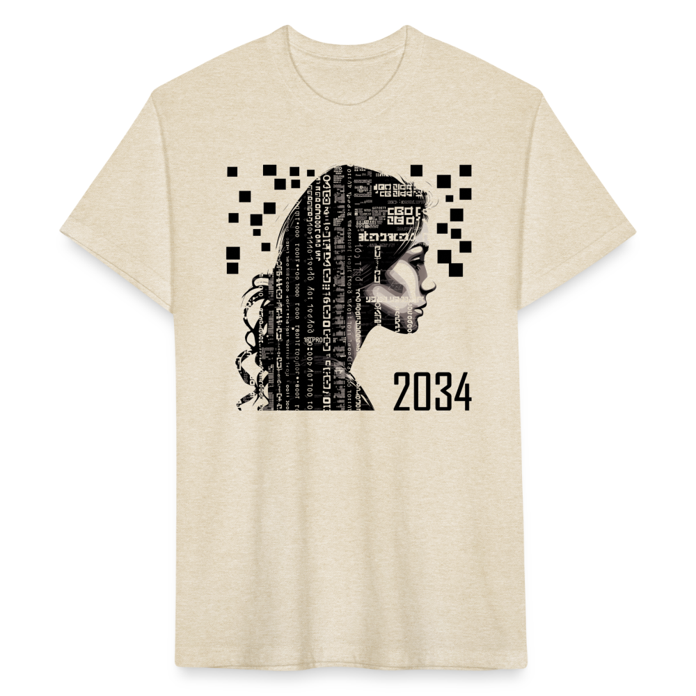 "2034 QR Girl" Fitted Cotton/Poly T-Shirt - heather cream