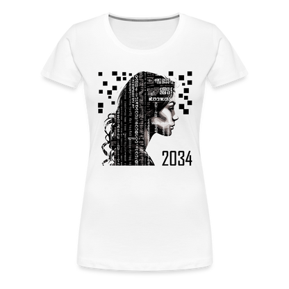 "2034 QR Girl" Women’s Premium T-Shirt - white