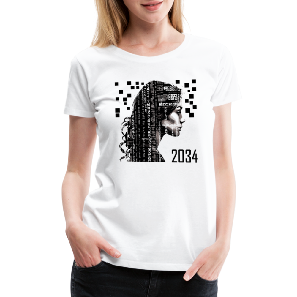 "2034 QR Girl" Women’s Premium T-Shirt - white