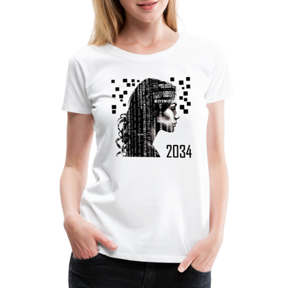 "2034 QR Girl" Women’s Premium T-Shirt - white