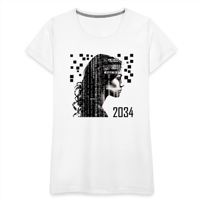 "2034 QR Girl" Women’s Premium T-Shirt - white