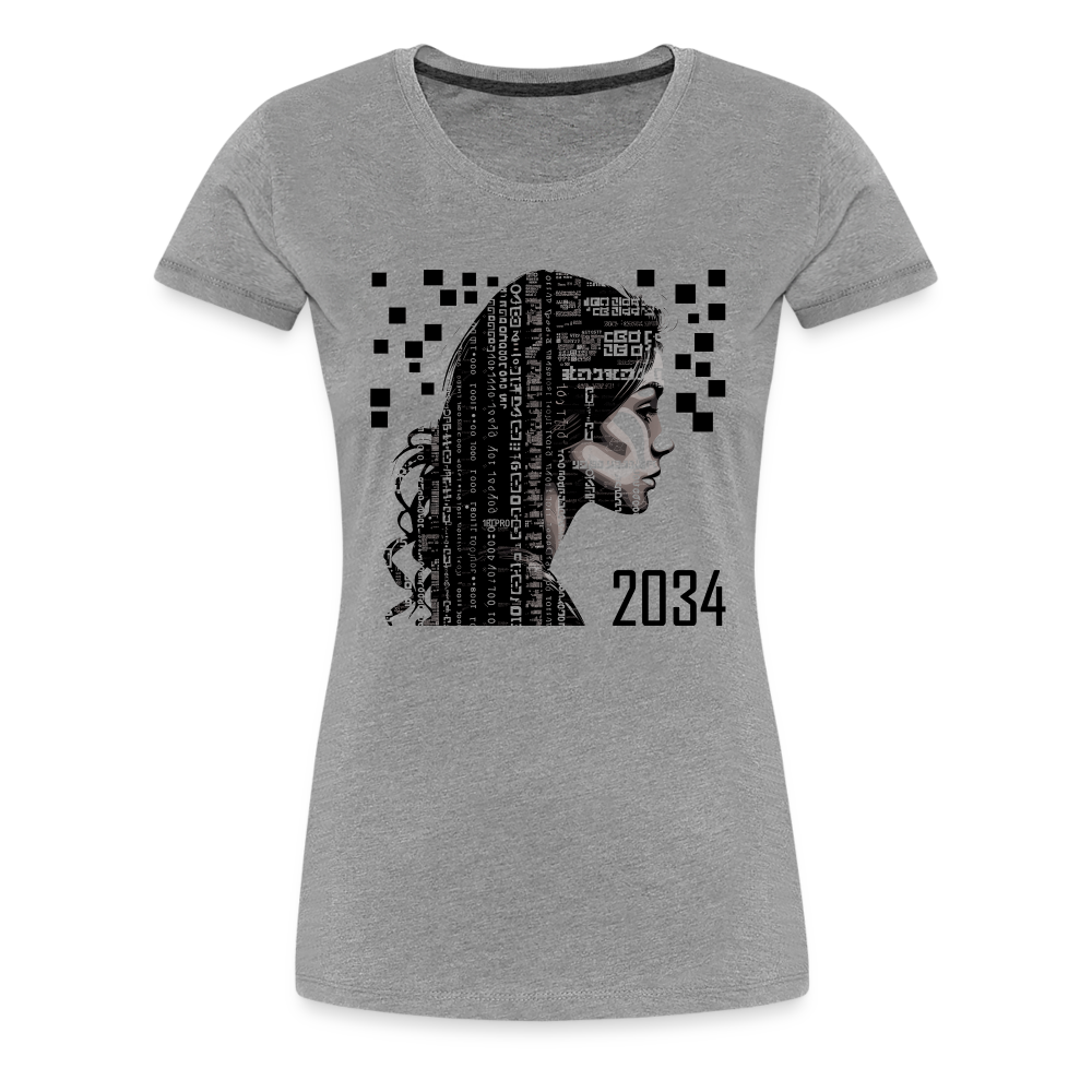 "2034 QR Girl" Women’s Premium T-Shirt - heather gray