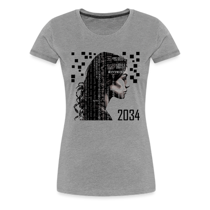 "2034 QR Girl" Women’s Premium T-Shirt - heather gray