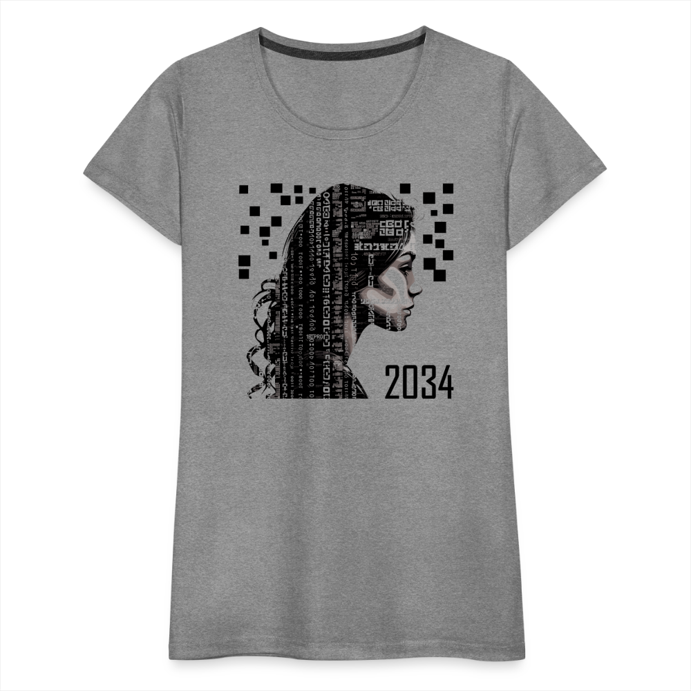 "2034 QR Girl" Women’s Premium T-Shirt - heather gray