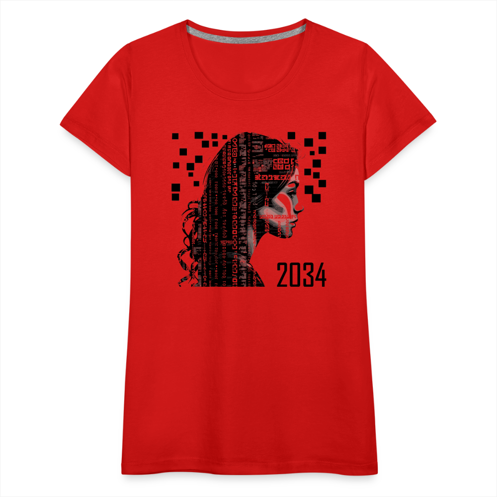 "2034 QR Girl" Women’s Premium T-Shirt - red