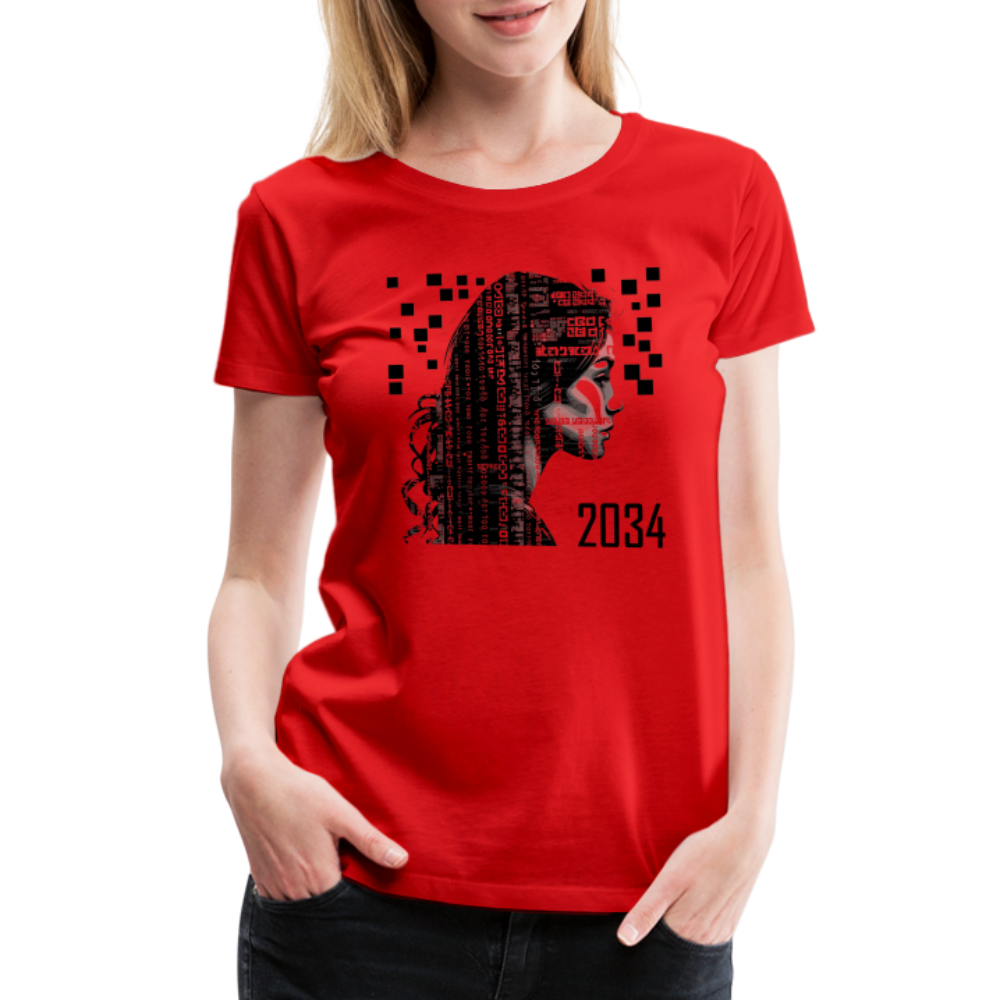 "2034 QR Girl" Women’s Premium T-Shirt - red