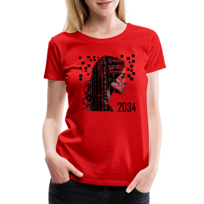 "2034 QR Girl" Women’s Premium T-Shirt - red