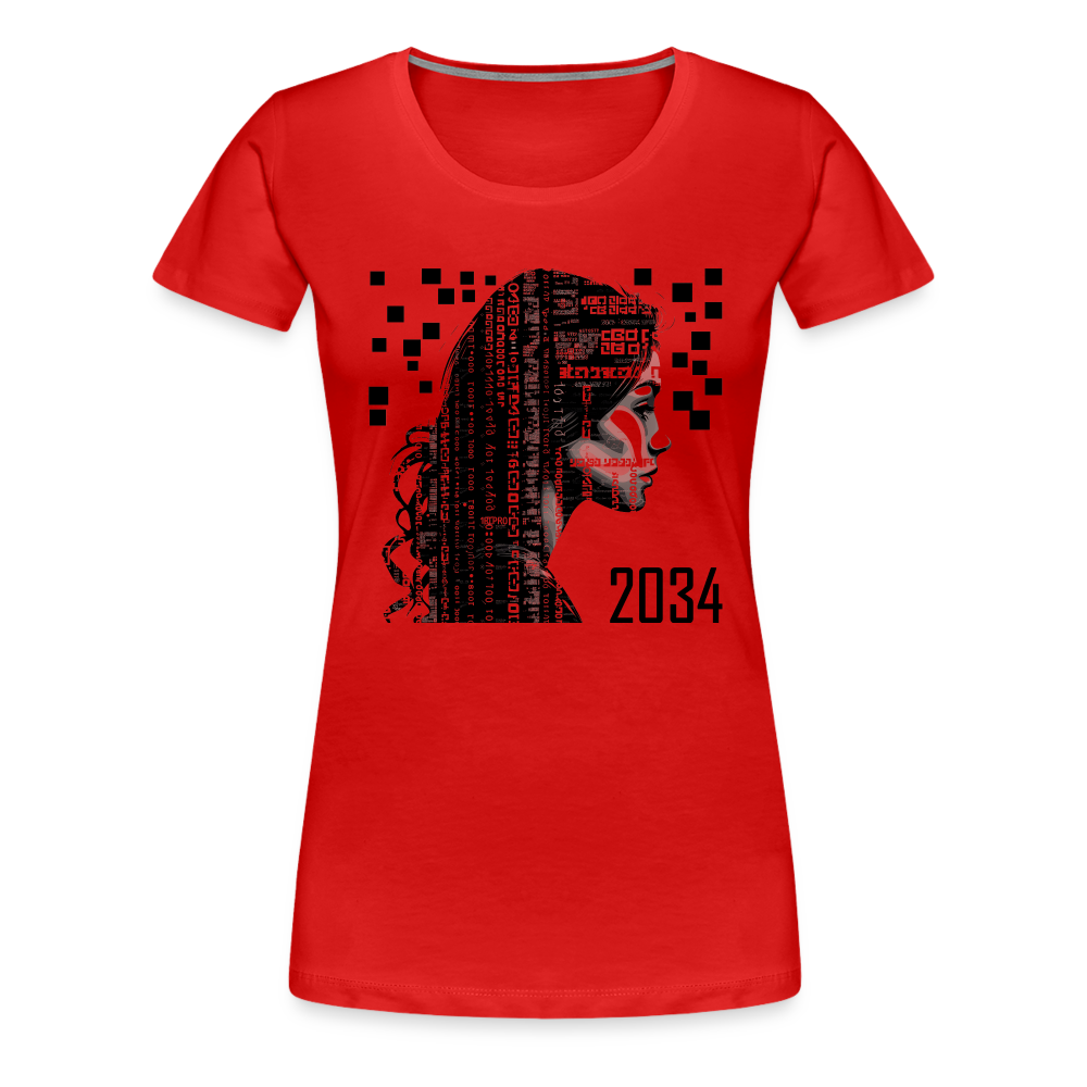 "2034 QR Girl" Women’s Premium T-Shirt - red