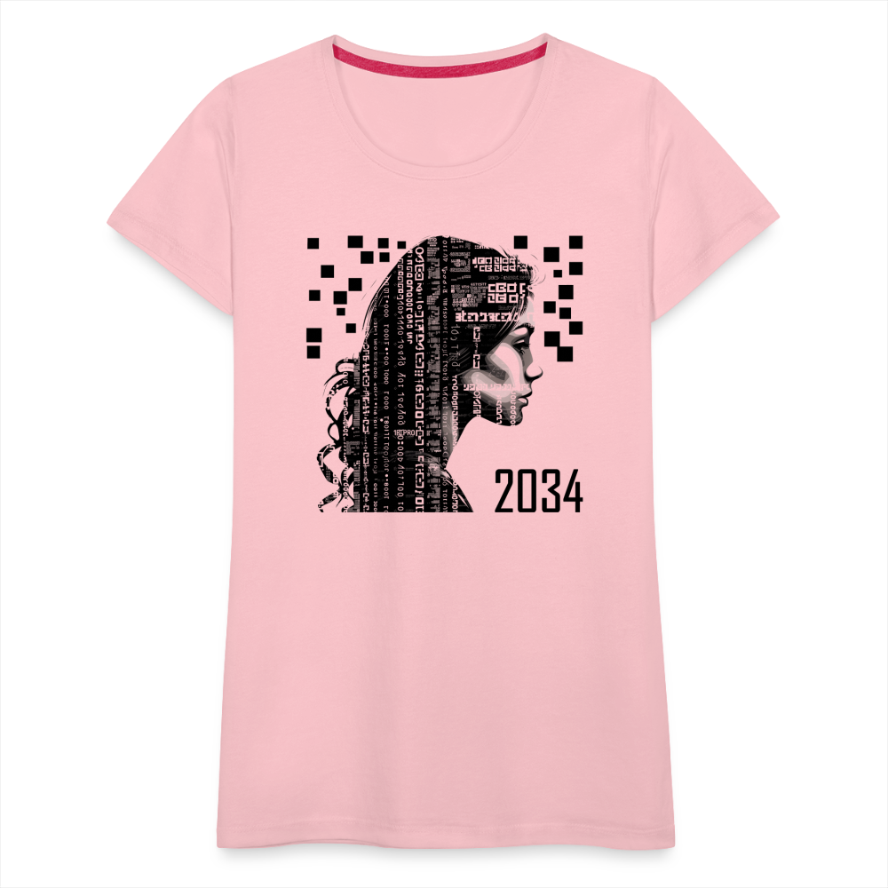 "2034 QR Girl" Women’s Premium T-Shirt - pink