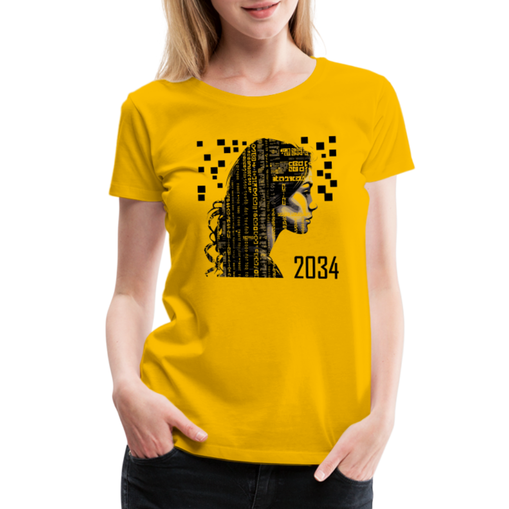 "2034 QR Girl" Women’s Premium T-Shirt - sun yellow