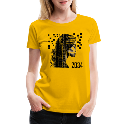 "2034 QR Girl" Women’s Premium T-Shirt - sun yellow