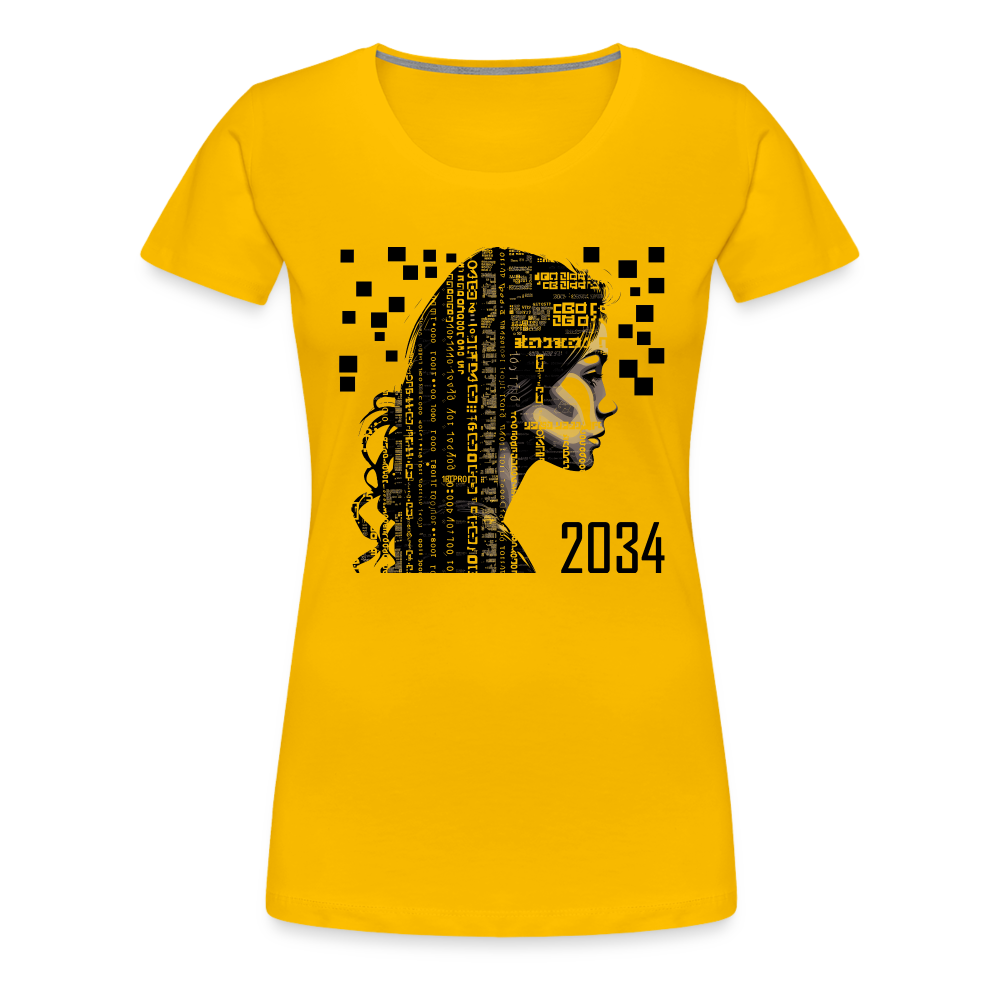 "2034 QR Girl" Women’s Premium T-Shirt - sun yellow