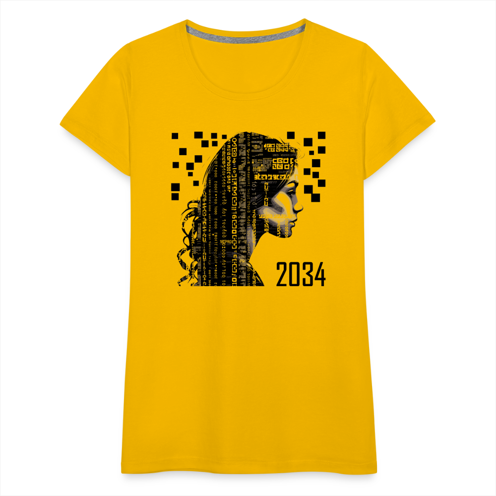 "2034 QR Girl" Women’s Premium T-Shirt - sun yellow