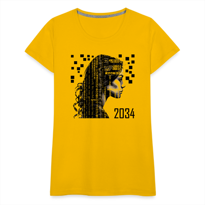 "2034 QR Girl" Women’s Premium T-Shirt - sun yellow