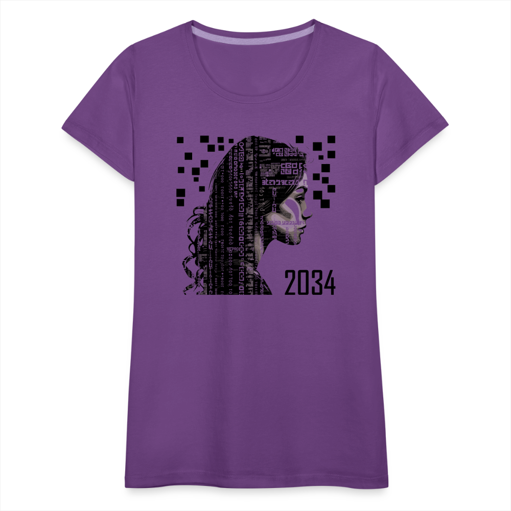 "2034 QR Girl" Women’s Premium T-Shirt - purple