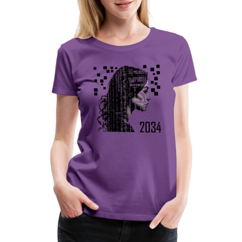 "2034 QR Girl" Women’s Premium T-Shirt - purple