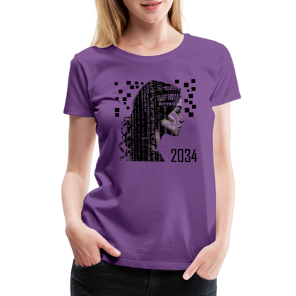 "2034 QR Girl" Women’s Premium T-Shirt - purple