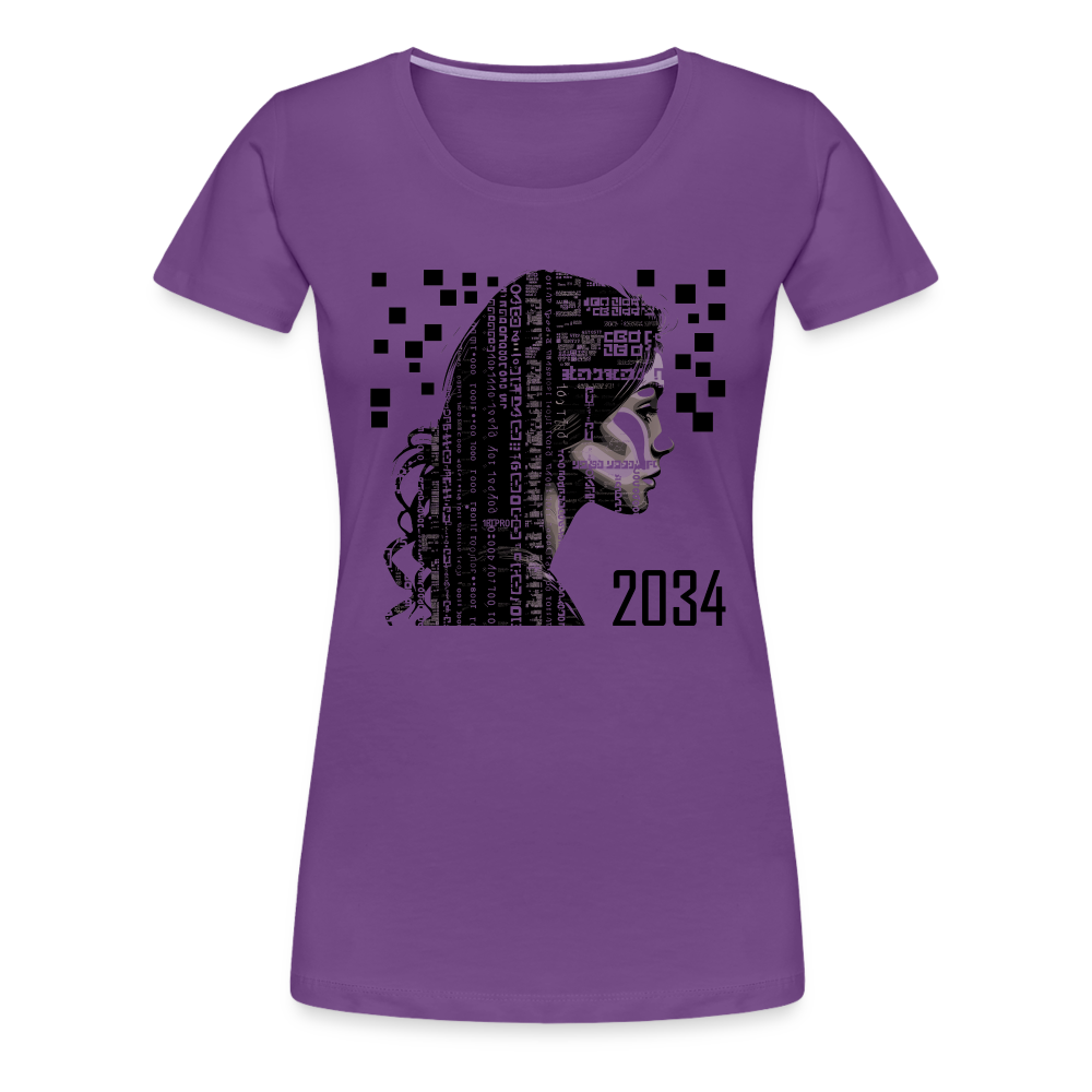 "2034 QR Girl" Women’s Premium T-Shirt - purple