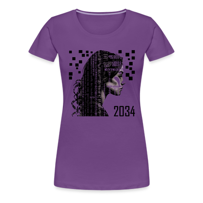 "2034 QR Girl" Women’s Premium T-Shirt - purple