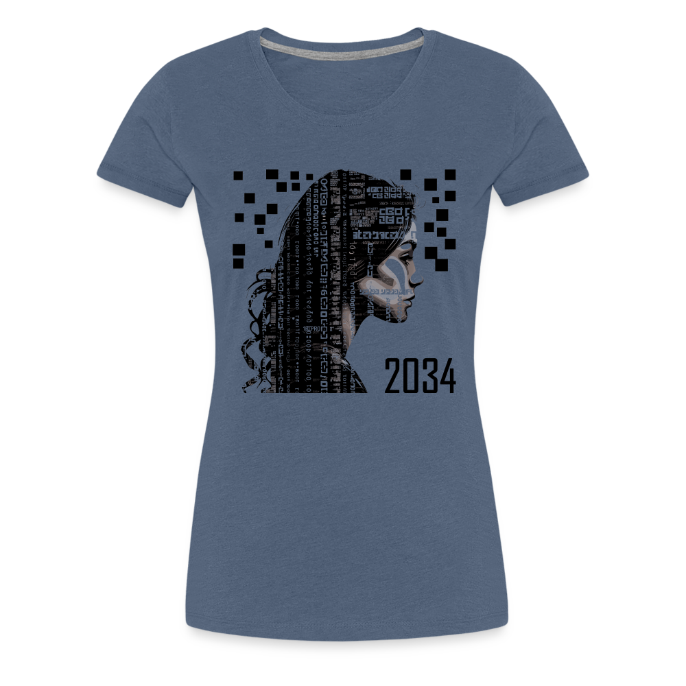 "2034 QR Girl" Women’s Premium T-Shirt - heather blue