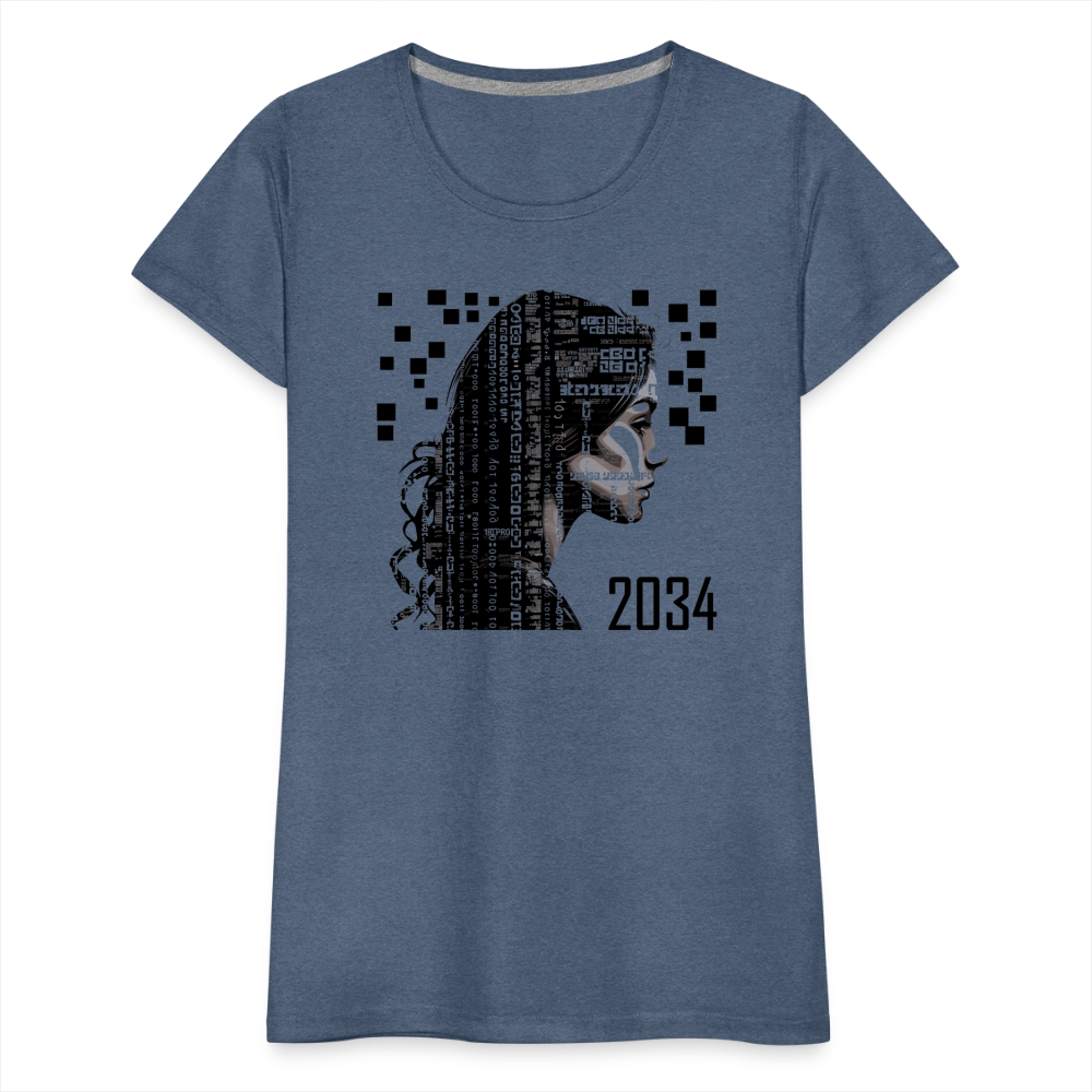 "2034 QR Girl" Women’s Premium T-Shirt - heather blue