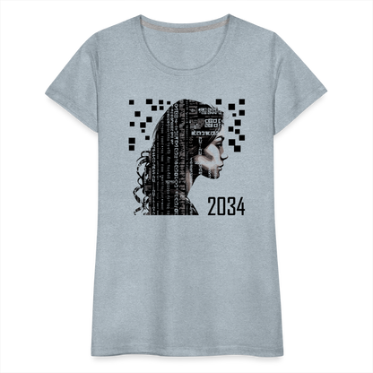 "2034 QR Girl" Women’s Premium T-Shirt - heather ice blue