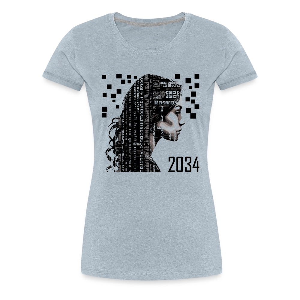 "2034 QR Girl" Women’s Premium T-Shirt - heather ice blue