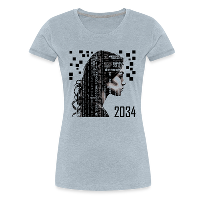 "2034 QR Girl" Women’s Premium T-Shirt - heather ice blue