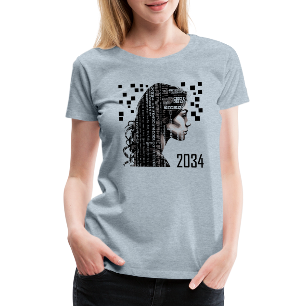 "2034 QR Girl" Women’s Premium T-Shirt - heather ice blue