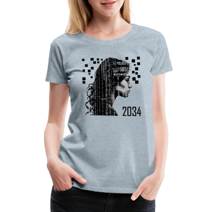 "2034 QR Girl" Women’s Premium T-Shirt - heather ice blue