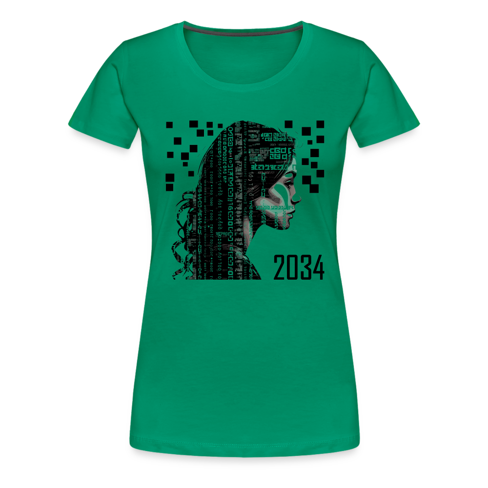 "2034 QR Girl" Women’s Premium T-Shirt - kelly green