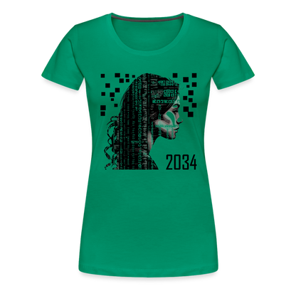 "2034 QR Girl" Women’s Premium T-Shirt - kelly green