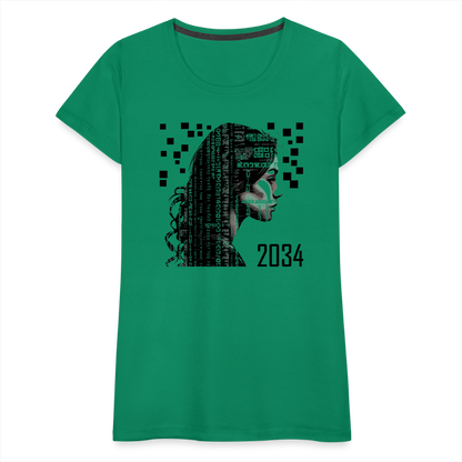 "2034 QR Girl" Women’s Premium T-Shirt - kelly green