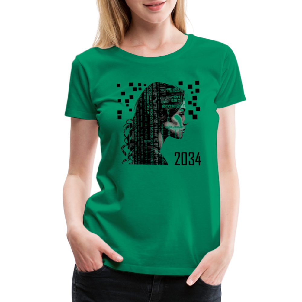 "2034 QR Girl" Women’s Premium T-Shirt - kelly green