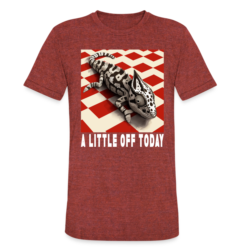 "A Little Off Today" Black and White Chameleon Unisex Tri Blend T-Shirt - heather cranberry