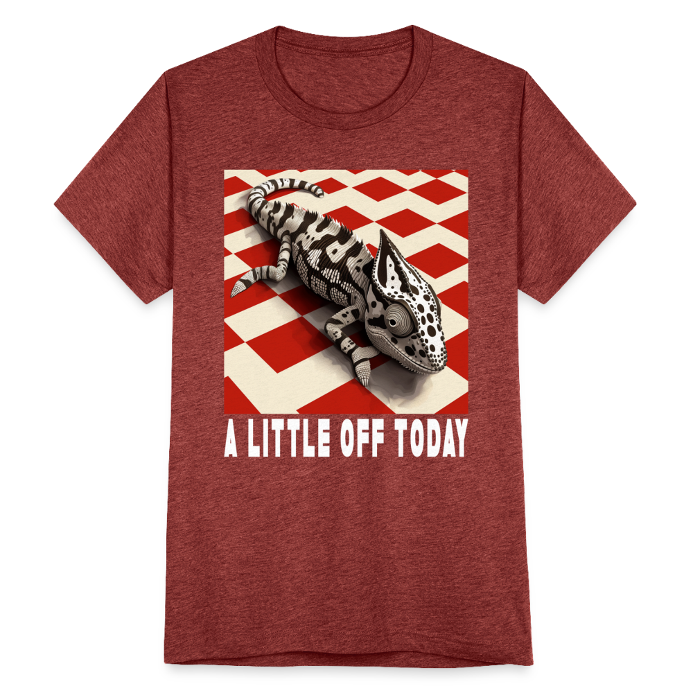 "A Little Off Today" Black and White Chameleon Unisex Tri Blend T-Shirt - heather cranberry