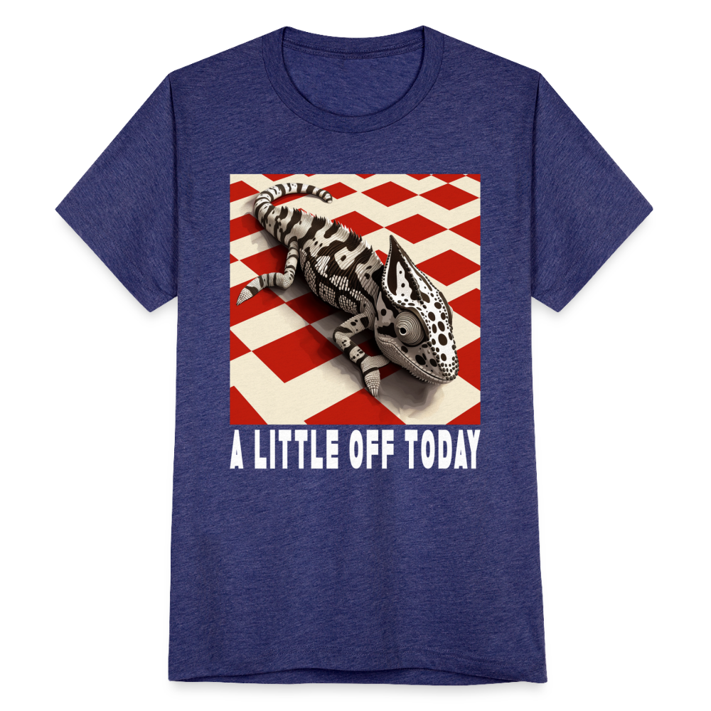 "A Little Off Today" Black and White Chameleon Unisex Tri Blend T-Shirt - heather indigo