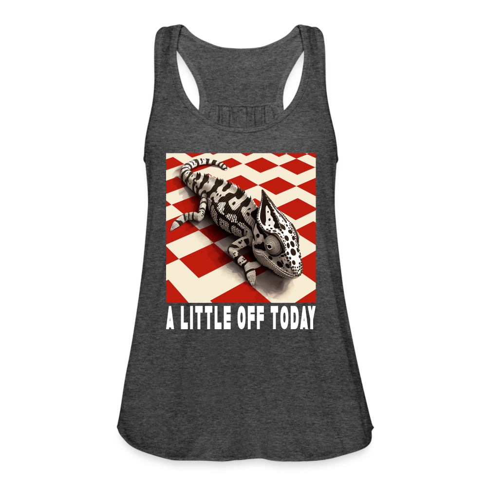 "A Little Off Today" Black and White Chameleon Women's Flowy Tank Top - deep heather