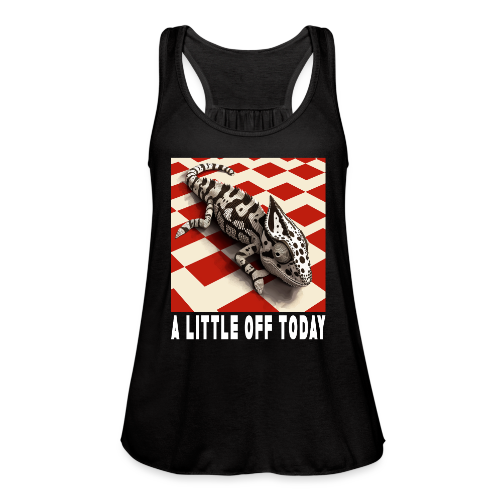 "A Little Off Today" Black and White Chameleon Women's Flowy Tank Top - black