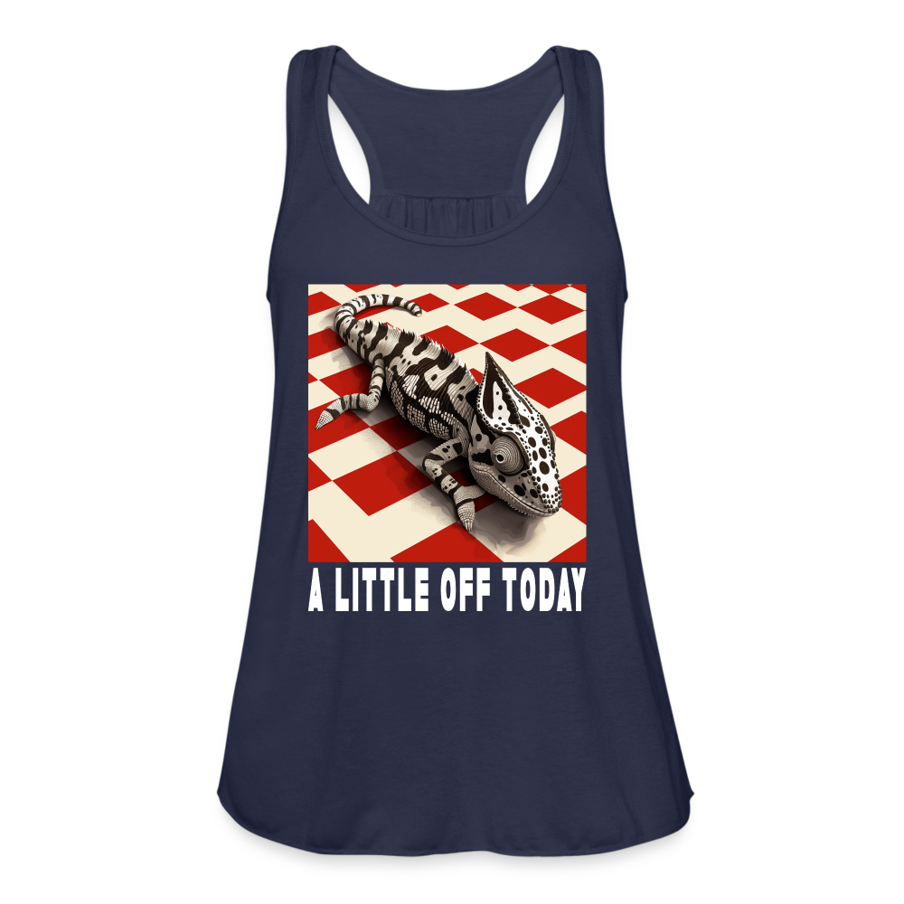 "A Little Off Today" Black and White Chameleon Women's Flowy Tank Top - navy