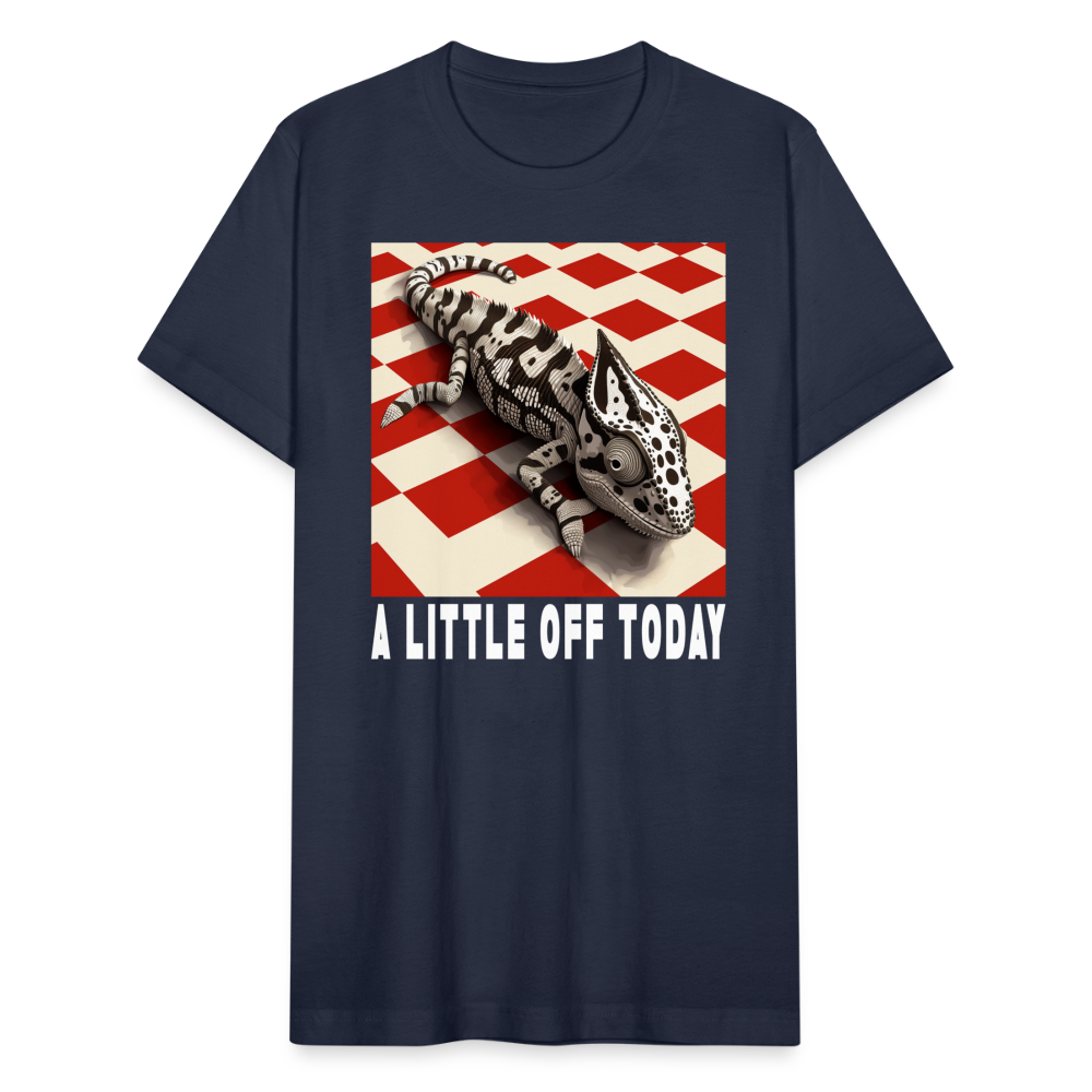 "A Little Off Today" Black and White Chameleon Unisex Jersey T-Shirt - navy