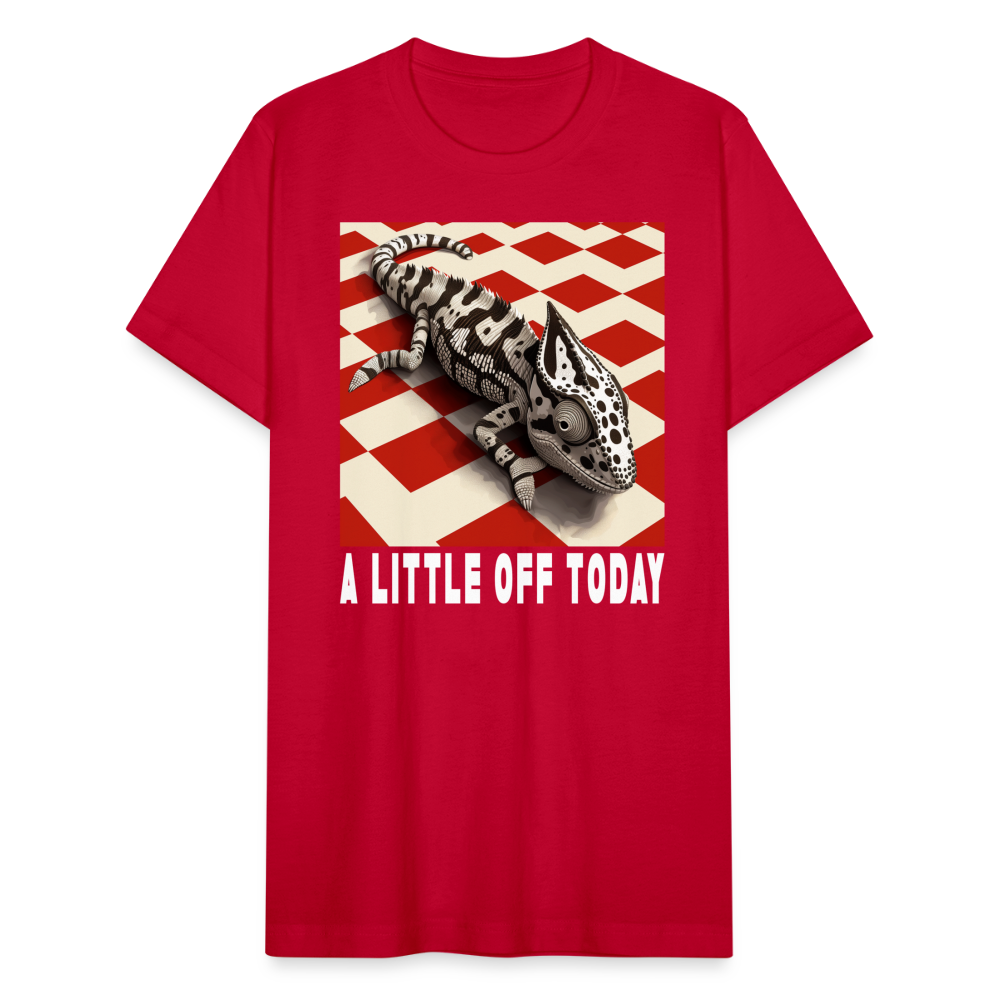 "A Little Off Today" Black and White Chameleon Unisex Jersey T-Shirt - red