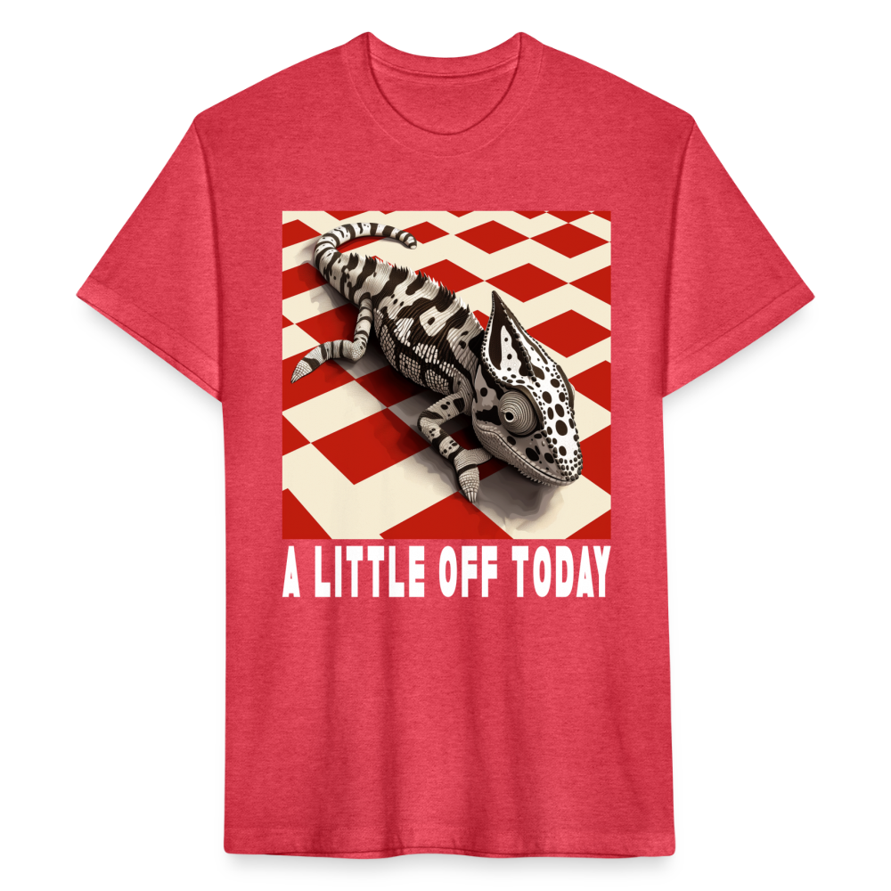 "A Little Off Today" Black and White Chamelean Cotton/Poly T-Shirt - heather red