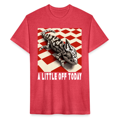 "A Little Off Today" Black and White Chamelean Cotton/Poly T-Shirt - heather red