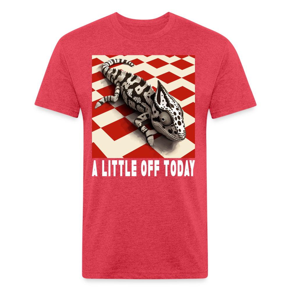 "A Little Off Today" Black and White Chamelean Cotton/Poly T-Shirt - heather red