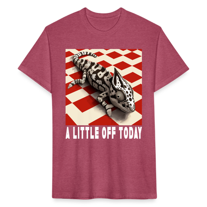 "A Little Off Today" Black and White Chamelean Cotton/Poly T-Shirt - heather burgundy