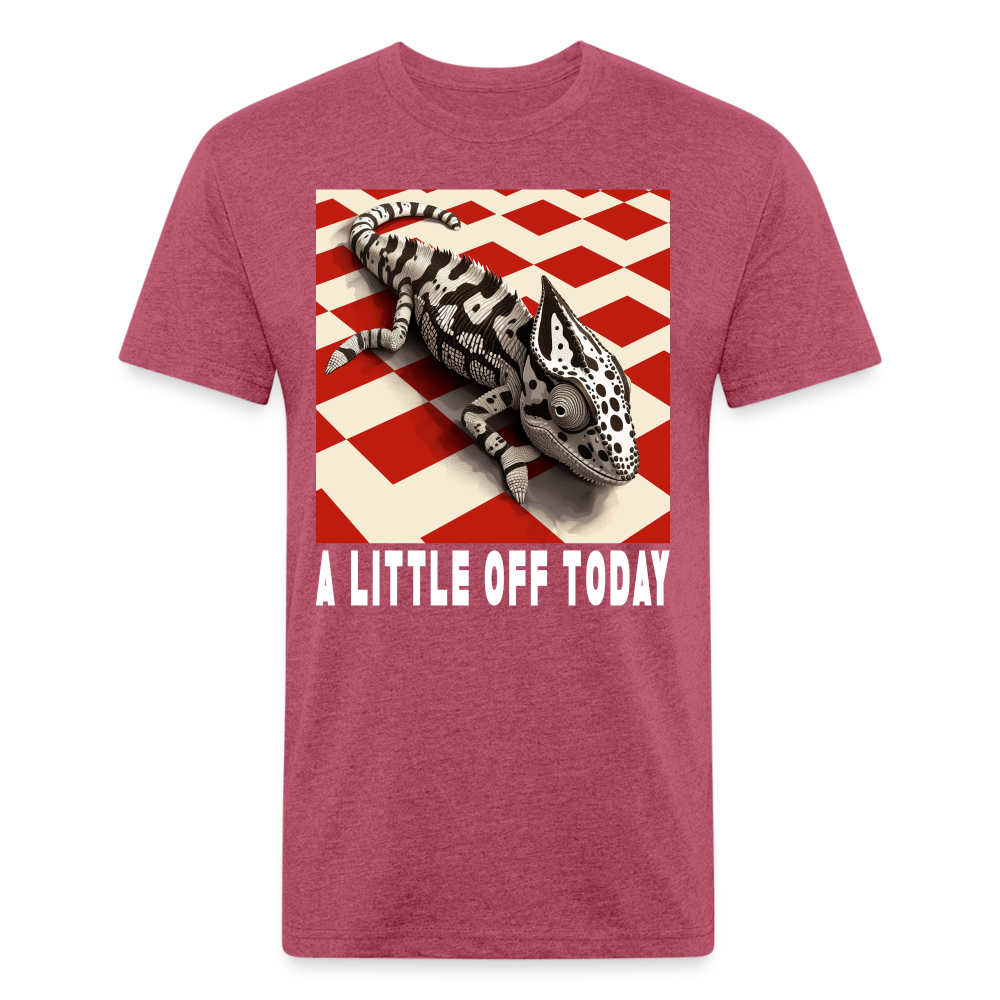 "A Little Off Today" Black and White Chamelean Cotton/Poly T-Shirt - heather burgundy